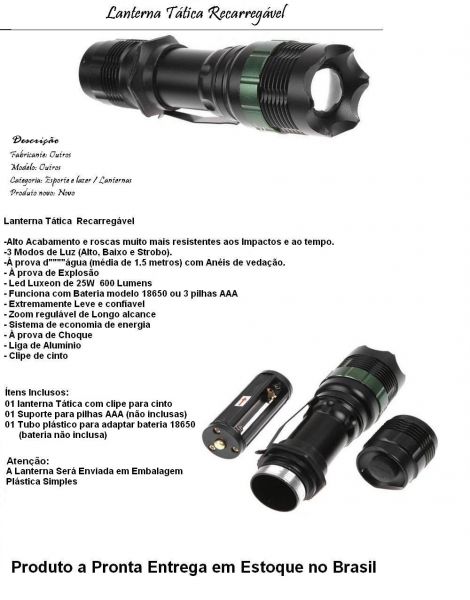 Lanterna Tática 600 lúmens R$29,90